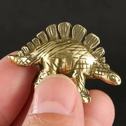 Hand-carved solid copper Spinosaurus trinket, vintage bronze dinosaur collectible figurine.