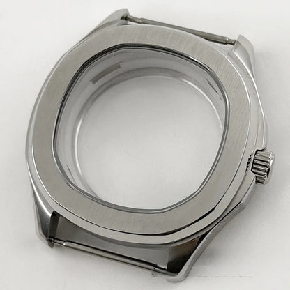 40mm Nautilus Rubber Strap Sapphire Glass Watch Case for NH34/35 NH36 NH38 4R35