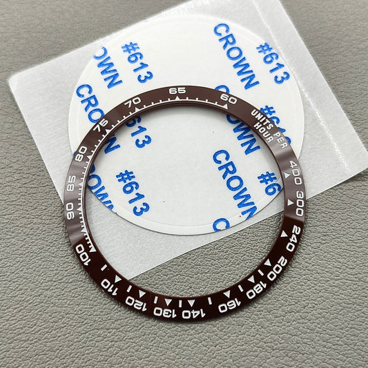 37.65*30.7mm Ceramic Watch Bezel Slope Brown Background White Font for Daytona