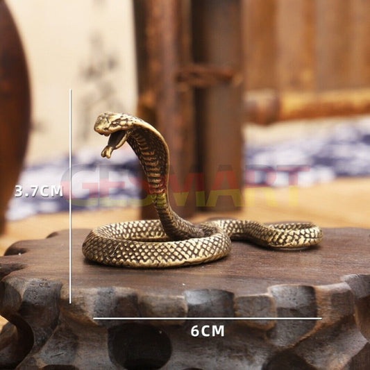 Hand-carved Solid Copper Little Cobra figurine, detailed bronze model for collectors and decor.