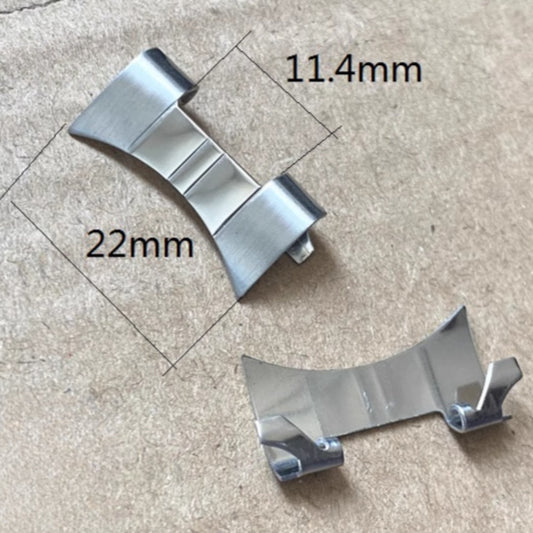 22x11.4mm Silver S/S Curved End Links Spring Bars Bracelet Watch Band Strap#94