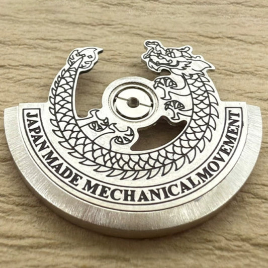 Modified Silver Dragon Black Carved Rotor Oscillating Weight for NH35 NH36