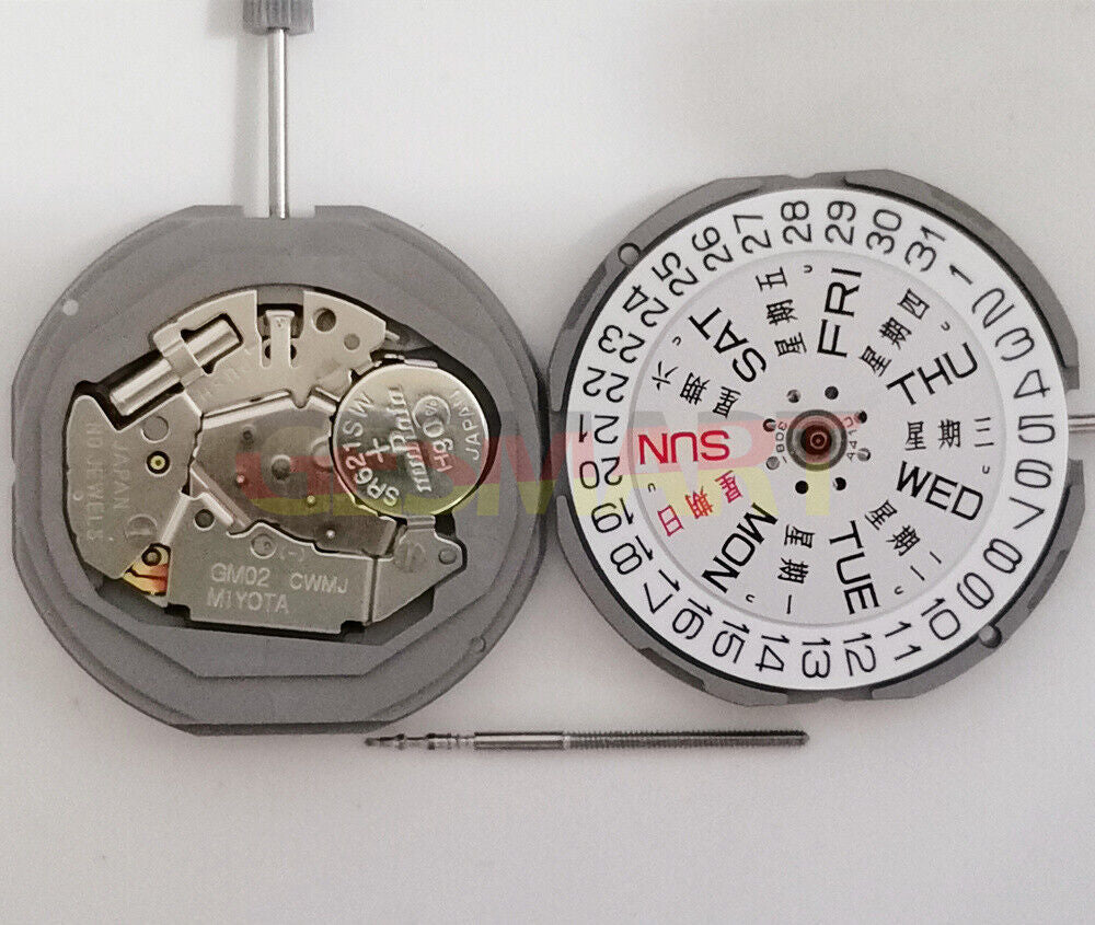 Miyota GM02 Japan Quartz Movement watch showing date and day, reliable brand craftsmanship