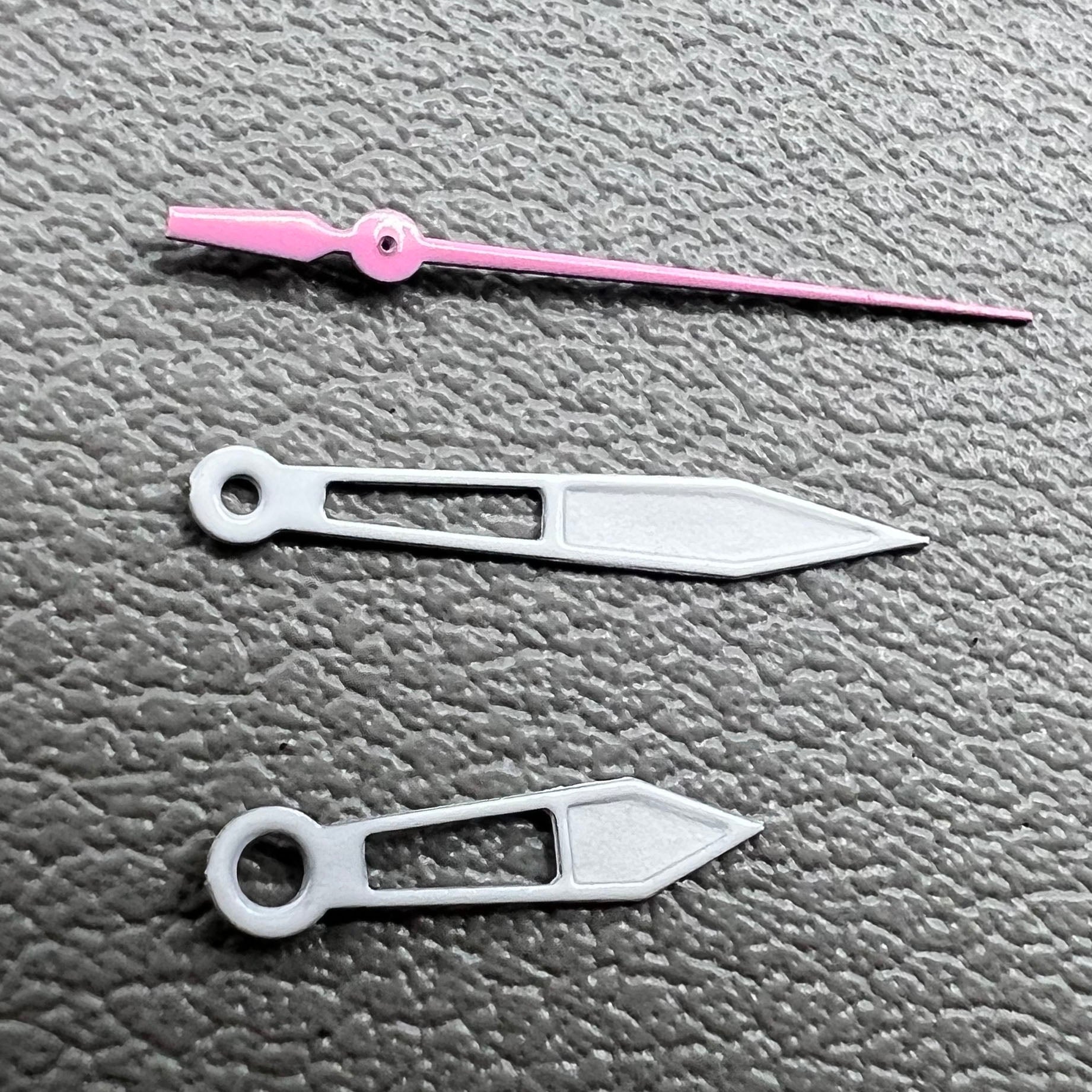 Set of pink 13mm hollow second hands for Miyota 2315, 2035, 2036 watches.