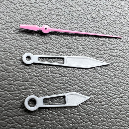 Set of pink 13mm hollow second hands for Miyota 2315, 2035, 2036 watches.