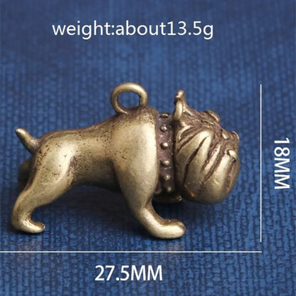 Hand-carved solid copper vintage pug figurine, perfect bronze trinket for watch accessory display.