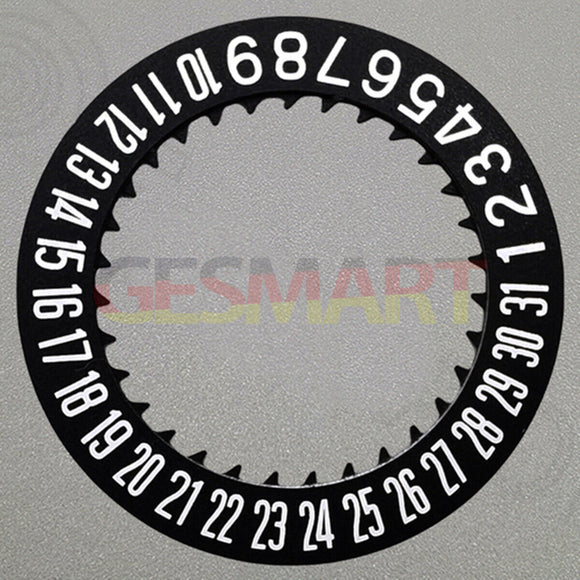 White Font Black Date Disk Wheel for NH36 Movement Date At 6 Watch Part