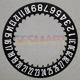 White Font Black Date Disk Wheel for NH36 Movement Date At 6 Watch Part