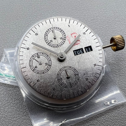 China 7750 automatic chronograph movement with date, day, and small second at 9 o'clock for watch accessories.
