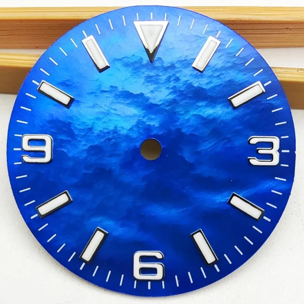 Modified 28.5mm Blue Natural Shell Watch Dial Green Luminous Fit for NH35 NH36 Movement