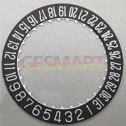 Japan Made black date disk wheel for Miyota 9015 watch movements, date window at 3 or 6 o'clock, precision fit.