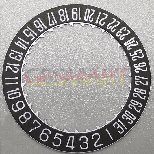 Japan Made black date disk wheel for Miyota 9015 watch movements, date window at 3 or 6 o'clock, precision fit.