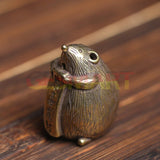 Solid Copper Cute Mouse Trinket Censer Hand Carved Bronze Model Figurines