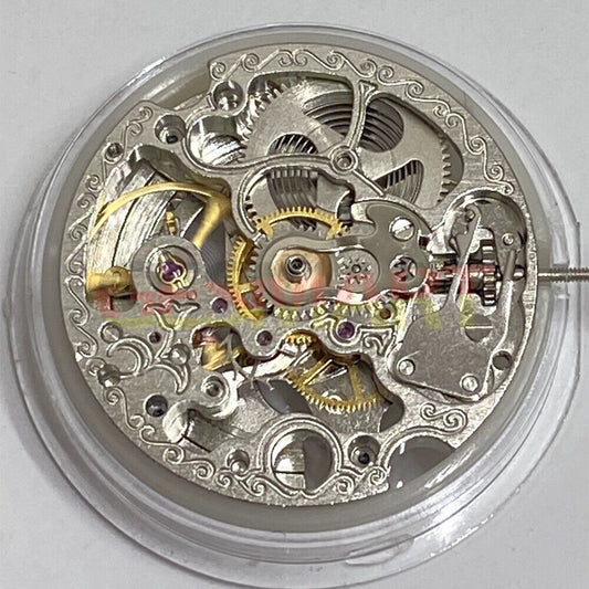 China Made 7120 Silver hollow automatic watch movement with large mechanical design for watch accessories.