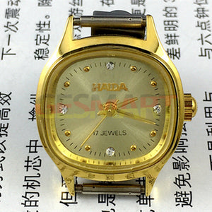 22mm HAIDA Manual Mechanical Lady Watch Golden Nail 17 Jews Square Golden Case