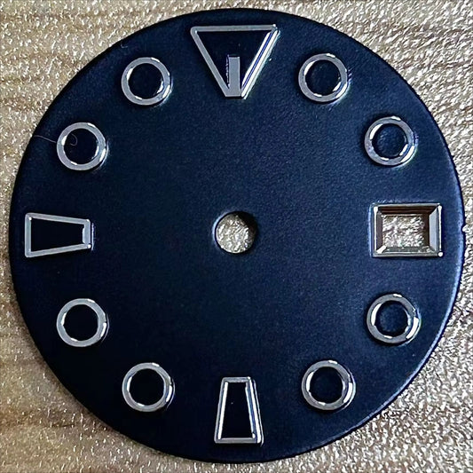 28.6mm Silver Nail Modified Black Watch Dial For NH35 NH36 Movement No Lume