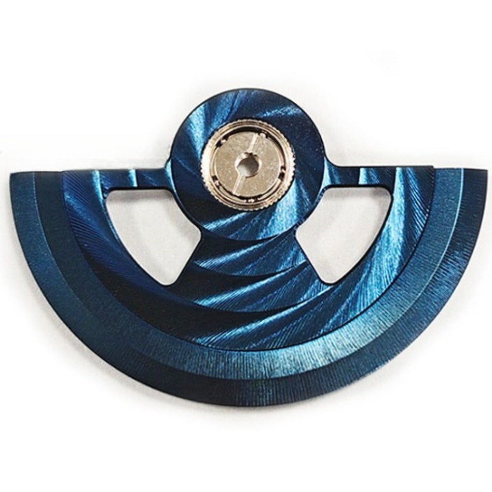 Dark blue waved bilateral hollow rotor oscillating weight for NH35 NH36, watch accessory enhancing movement efficiency.