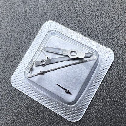 Silver trim watch hands with luminous tips, compatible with ETA Dandong 7750 movement, brand M005.0/M005.1.