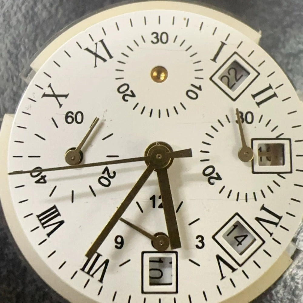 Shanghai 7750 mechanical watch movement with multifunctional white dial, 11.0mm height, Chinese craftsmanship.