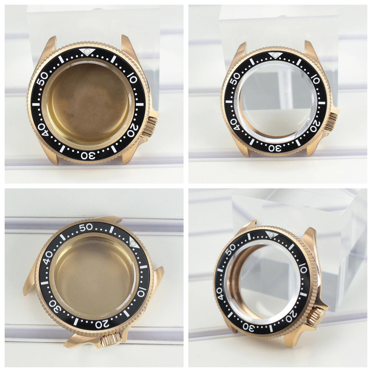 Rose Gold 38mm Watch Case Sapphire Glass Ceramic Bezel For NH35 NH36 4R36 NH35