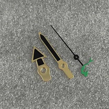 Gold Edge Mermaid/Turtle Black Watch Hands with Second Hands for NH35/NH36/4R/7S