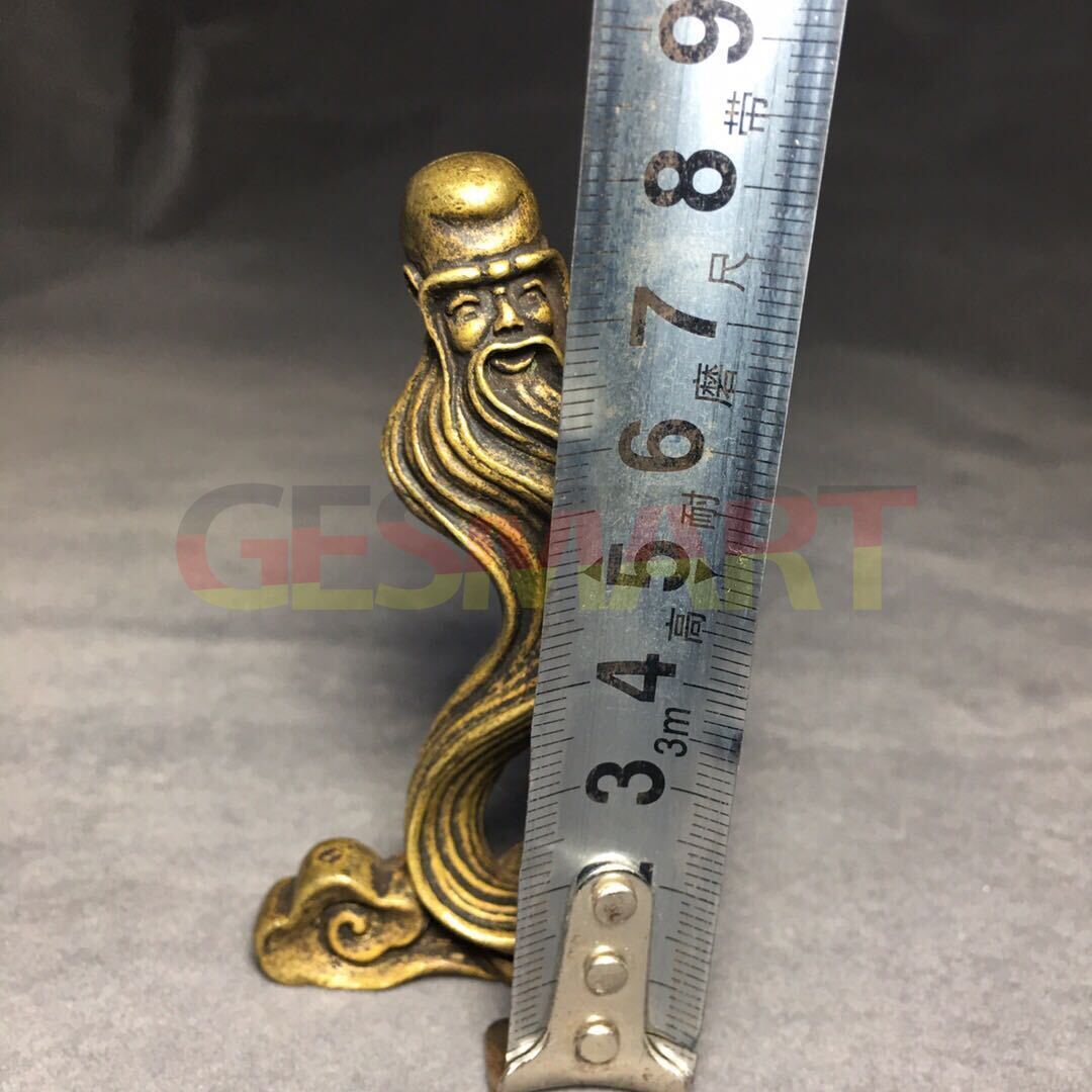Hand-carved Solid Copper God of Longevity figurine, detailed bronze model for elegant d�cor.