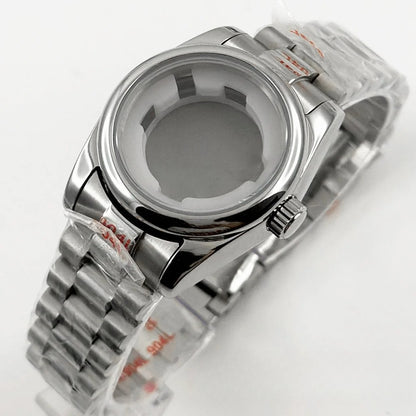 31MM Round Bezel Sapphire Glass Presidential bracelet Watch Case for NH05 NH06