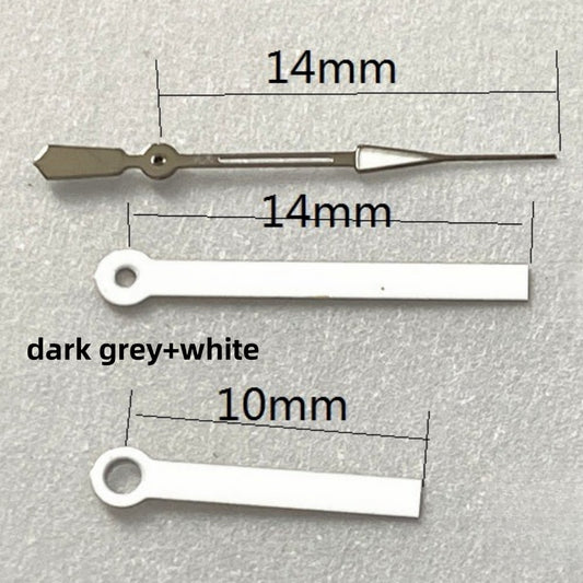 Jeu d'aiguilles de montre gris foncé et blanc 14 x 14 x 10 mm pour mouvement à quartz Ronda 515
