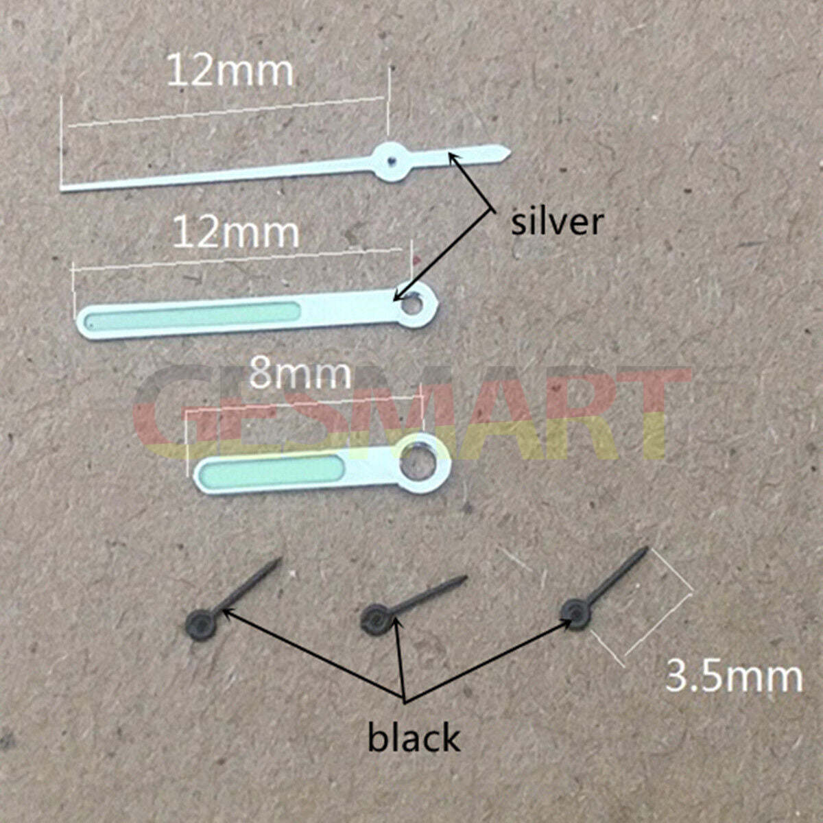 Black 3.5mm small second hand watch hands for Miyota OS10 OS20 OS60 OS80 movements, precision fit.