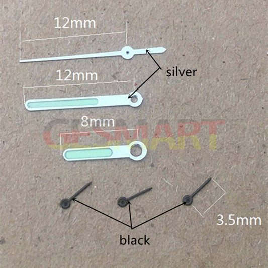 Black 3.5mm small second hand watch hands for Miyota OS10 OS20 OS60 OS80 movements, precision fit.