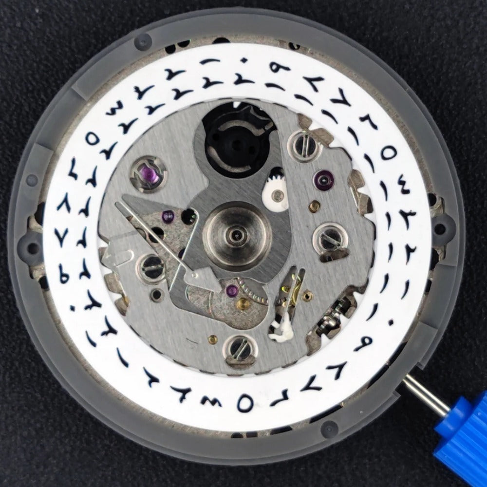 Genuine Japan NH35 watch movement with white Arabic datewheel, 24 jewels for high accuracy performance.