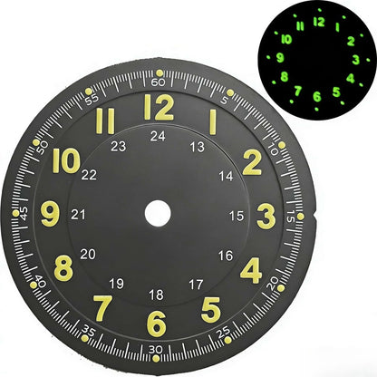 29mm Green Lume Black Watch Dial Fit for NH35 ST2130 Miyota 8215 PT5000