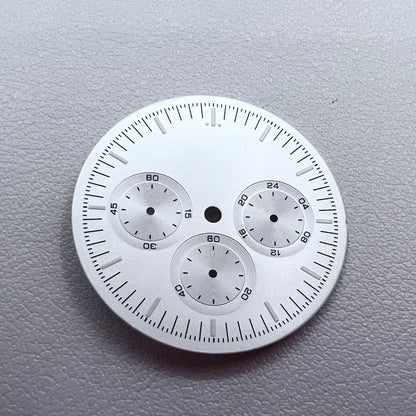 White No Logo 33.5mm Green Lume Watch Dial For VK63 Quartz Movement