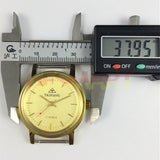 37mm TAIHANG Manual Mechanical Watch Round Golden Case Yellow Dial Golden Nail