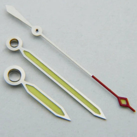 Green lume matted silver watch hands with light green paint for ETA2824 2892 movement