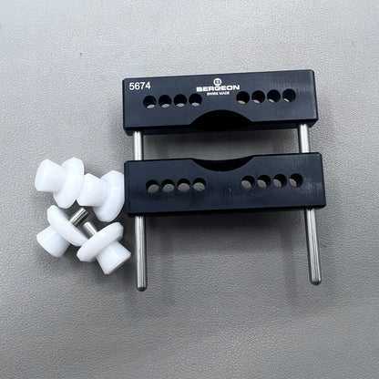 Swiss Bergeon 5674 vise jaws holder for secure watch case clamping, ideal for precise repair tasks.