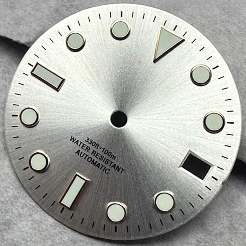 28.5Mm Light Silver Watch Dial For NH35 NH36 4R35 4R36 Movement Green Lume