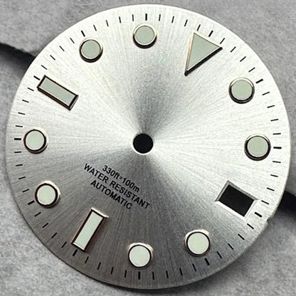 28.5Mm Light Silver Watch Dial For NH35 NH36 4R35 4R36 Movement Green Lume