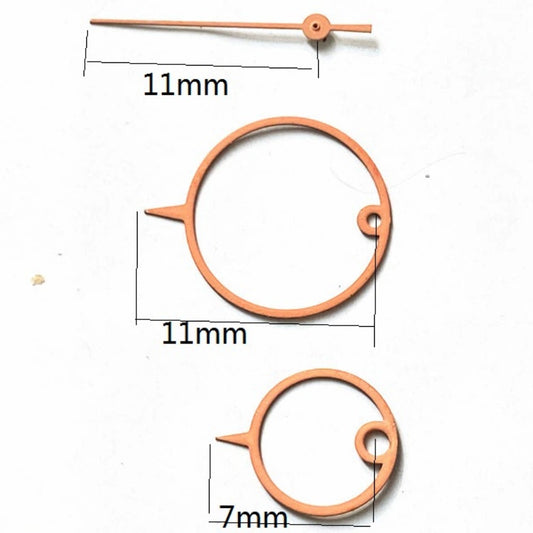Aiguilles de montre à grand anneau, finition or rose 11 x 11 x 7 mm, pour mouvement à quartz Miyota 2035