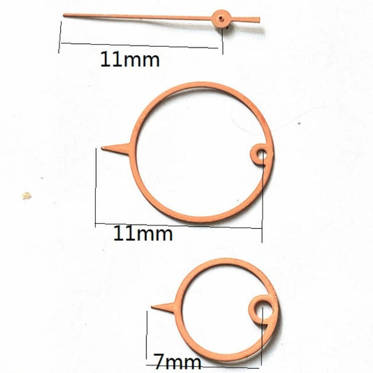 Aiguilles de montre à grand anneau avec garniture dorée rose 11 x 11 x 7 mm pour mouvement à quartz Miyota 2035
