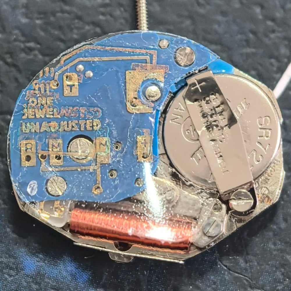 Swiss Made ETA111.881 quartz watch movement with 2 hands, disassembled for repair or customization.