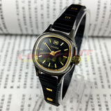 23mm HAIDA Manual Mechanical Lady Watch Golden Nail 17 Jews Black Dial 3 Hands