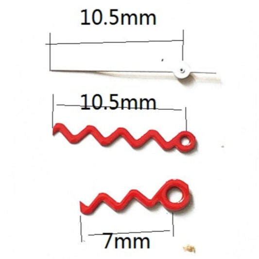10,5 x 10,5 x 7 mm modische, rot gewellte Uhrzeiger für Miyota 2035 Quarzwerk