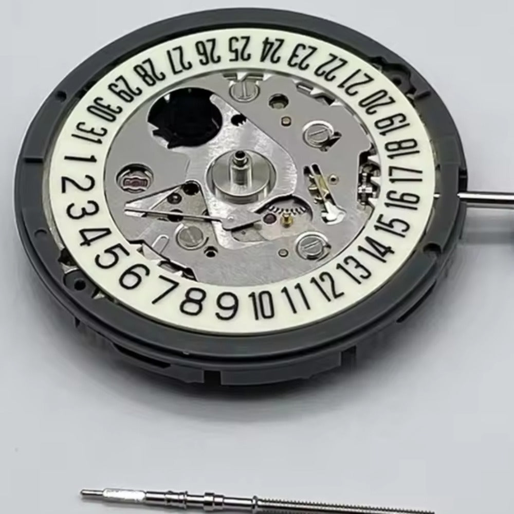 Japan Made NH35 mechanical watch with C3 blue luminous dial, date at 6, and white disk by brand