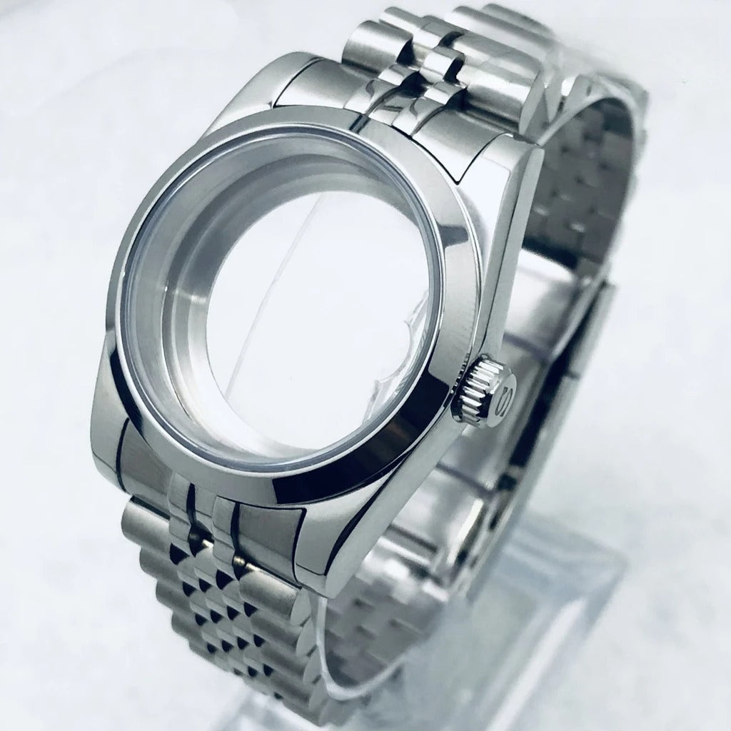 36/40mm Watch Case with Stainless Steel Sapphire Crystal for NH34 NH36 S Crown