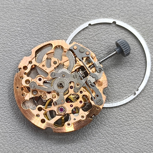 Genuine Miyota 8N24 Rose Golden Hollow Automatic Mechanical Movement