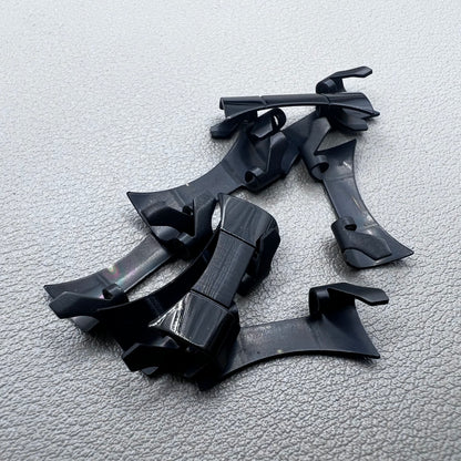 1. Six steel black matte curved end links with spring bars for durable watch band straps.  