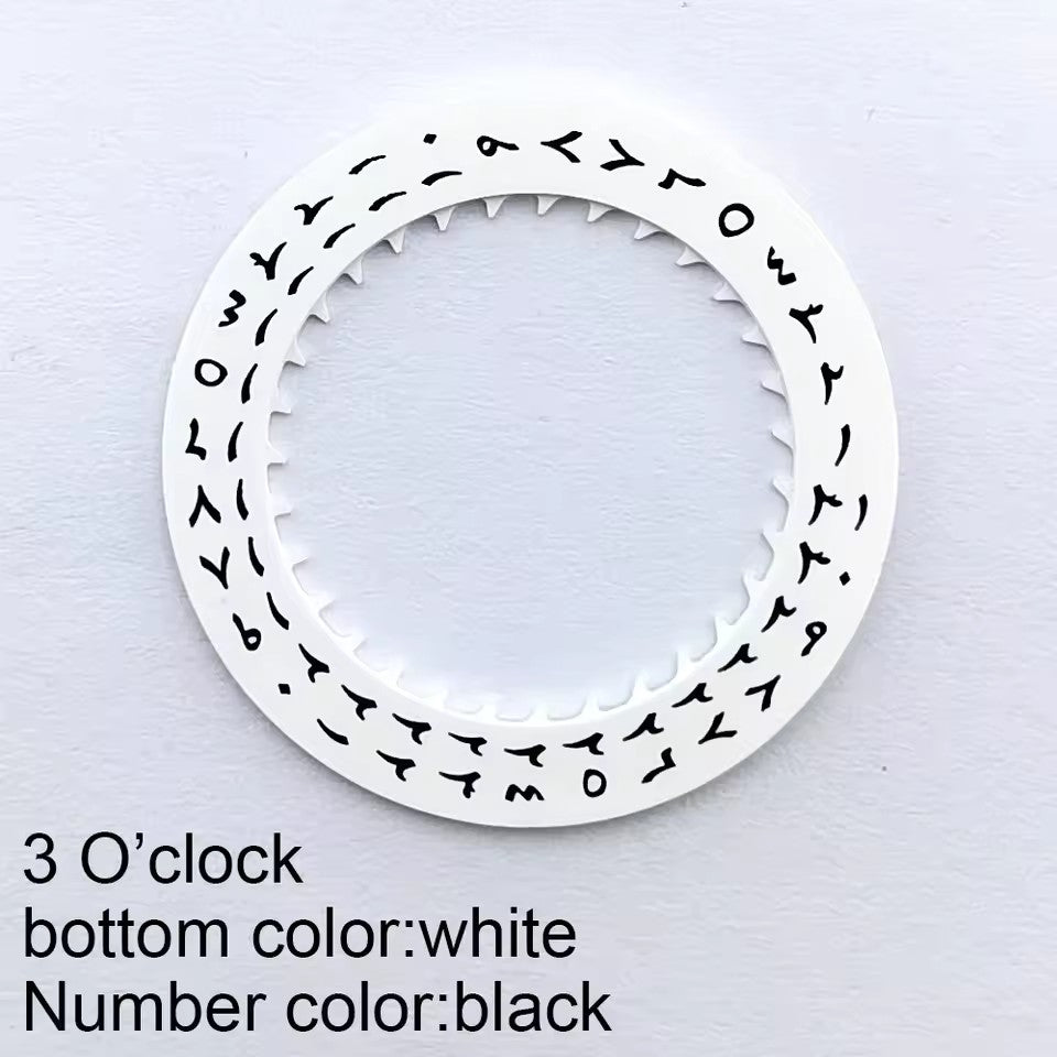 White Arabic font date disk wheel for NH35 NH36 watch movement, date displayed at 3 o?clock position.