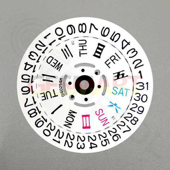 Chinese/English Font White Date Disk Wheel Week Wheel for Movement NH36 3/3.8