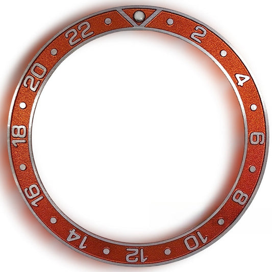 38X30.7Mm Orange Aluminum Watch Bezel Silver Raised Font Watch Part